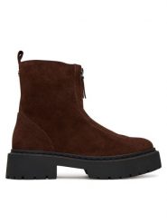 Steve Madden Botki SM11003404 Brązowy. Brązowe botki damskie Steve Madden, ze skóry, bez obcasa, na płaskiej podeszwie, bez zapięcia. Za 729.99 zł.