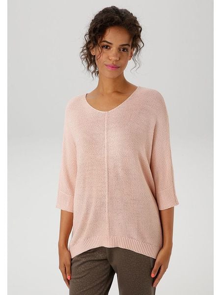 Aniston Sweter w kolorze jasnoróżowym rozmiar: 38. Różowe swetry klasyczne damskie Aniston, bez kołnierzyka. Za 80.95 zł.