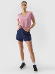 4F Spodenki dresowe damskie - granatowe XL. Niebieskie szorty damskie 4F, bez wzorów, z bawełny. W wyprzedaży za 39.99 zł.