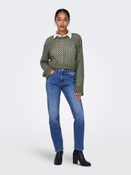 ONLY Sweter w kolorze khaki rozmiar: XS. Brązowe swetry klasyczne damskie Only, xs, bez kołnierzyka. Za 48.28 zł.