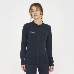 Kurtka sportowa damska z zamkiem ALEDA niebieska. Niebieskie kurtki sportowe damskie LEGEA, xs, bez wzorów, z elastanu, bez kaptura. Za 80.00 zł.