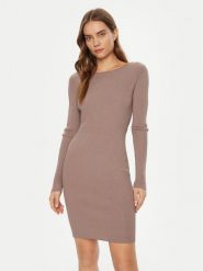 Guess Sukienka dzianinowa W5RK21 Z3L10 Beżowy Regular Fit. Brązowe sukienki damskie Guess, z aplikacjami, z dzianiny, bez ramiączek. Za 309.99 zł.