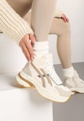 Beżowe Sneakersy za Kostkę na Platformie Eloriane. Brązowe obuwie sportowe damskie Born2be, na zimę, za kostkę, bez zapięcia. Za 64.99 zł.