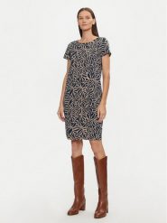 Tatuum Sukienka codzienna Koka T2418.202B Granatowy Regular Fit. Niebieskie sukienki damskie TATUUM, bez wzorów, z bawełny, bez ramiączek. Za 329.99 zł.