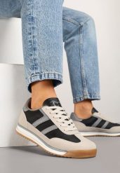 Czarne Sneakersy z Geometrycznym Wzorem Naitiel. Czarne obuwie sportowe damskie Born2be, z jeansu, bez zapięcia. Za 99.99 zł.