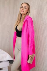 Sweter Kardigan z kapturem różowy neon. Czerwone kardigany damskie KESI, l, bez wzorów, z lycry. Za 218.51 zł.