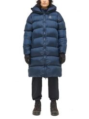 Haglöfs Płaszcz zimowy "Long Mimic" w kolorze granatowym rozmiar: M. Niebieskie płaszcze damskie Haglöfs, na zimę, m, bez wzorów, z materiału, bez kaptura. Za 748.50 zł.