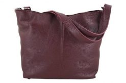 Listonoszka skórzana BARBERINI'S bordowa 12-5. Czerwone shopper bag Barberinis, bez wzorów, ze skóry, duże, bez dodatków. Za 199.99 zł.