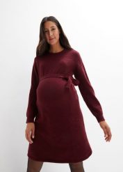 Sukienka ciążowa dzianinowa. Czerwone sukienki damskie bonprix, bez wzorów, z dzianiny, bez ramiączek. Za 137.99 zł.
