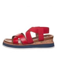 Ara Shoes Skórzane sandały w kolorze czerwonym na koturnie rozmiar: 39. Czerwone sandały damskie Ara Shoes, bez wzorów, z otwartym noskiem, bez obcasa, na koturnie, bez zapięcia. Za 174.02 zł.
