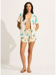 Seafolly Bluzka w kolorze kremowo-turkusowym rozmiar: L. Brązowe bluzki damskie Seafolly, l, bez wzorów, bez kołnierzyka, bez ramiączek. Za 170.87 zł.