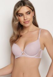 Jasnofioletowy Biustonosz Gładki z Efektem Push-Up i Wycięciami Roselily. Fioletowe biustonosze Born2be, bez wzorów. Za 34.99 zł.
