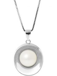 Pearline Srebrny naszyjnik z perłą w kolorze białym - dł. 42 cm rozmiar: onesize. Białe naszyjniki damskie Pearline, z perłą, srebrne. Za 239.99 zł.