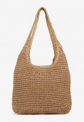Ciemnobeżowa Pleciona Torebka Shopperka z Dwoma Rączkami Felairis. Brązowe shopper bag Born2be, bez dodatków. Za 79.99 zł.