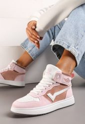 Różowo-Białe Sneakersy Esspina. Czerwone obuwie sportowe casual damskie Renee. Za 44.99 zł.