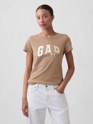 GAP Koszulka w kolorze jasnobrązowym rozmiar: S. Brązowe bluzki damskie GAP, s, bez wzorów, z bawełny, bez kołnierzyka, bez ramiączek. Za 65.95 zł.
