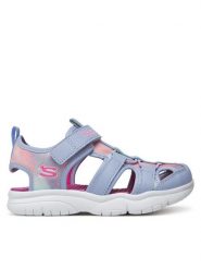 Skechers Sandały Flex Splash-Daylight Shimmer 303276L/LVHP Fioletowy. Fioletowe sandały dziewczęce Skechers, ze skóry, bez obcasa, bez zapięcia. Za 199.99 zł.