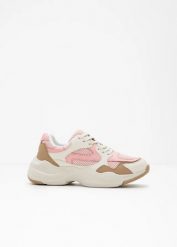 Sneakersy chunky. Brązowe obuwie sportowe casual damskie bonprix, z materiału, bez zapięcia. Za 147.99 zł.