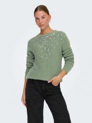 ONLY Sweter w kolorze zielonym rozmiar: L. Zielone swetry klasyczne damskie Only, l, ze splotem, bez kołnierzyka. Za 105.38 zł.