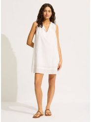 Seafolly Sukienka w kolorze białym rozmiar: S. Białe sukienki damskie Seafolly, bez wzorów, z bawełny, bez ramiączek. Za 153.34 zł.