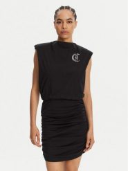 Just Cavalli Sukienka codzienna 78PAOE11 Czarny Regular Fit. Czarne sukienki damskie Just Cavalli, bez wzorów, z bawełny, bez ramiączek. Za 839.99 zł.