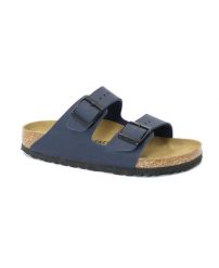Klapki damskie Birkenstock Arizona. Niebieskie klapki damskie Birkenstock, bez wzorów, z materiału, bez obcasa, bez zapięcia. Za 501.00 zł.