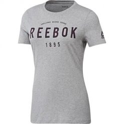 Koszulka sportowa damska Reebok Basic 1895 Tee. Szare koszulki sportowe damskie Reebok, bez wzorów, bez ramiączek. Za 111.00 zł.