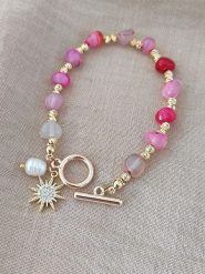 Nakkash Pozłacana bransoletka z kamieniami szlachetnymi rozmiar: onesize. Różowe bransoletki damskie Nakkash, pozłacane. Za 78.84 zł.