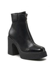 Jenny Fairy Botki HZ96063-5 Czarny. Czarne botki damskie Jenny Fairy, ze skóry, bez obcasa, na słupku, bez zapięcia. Za 229.99 zł.