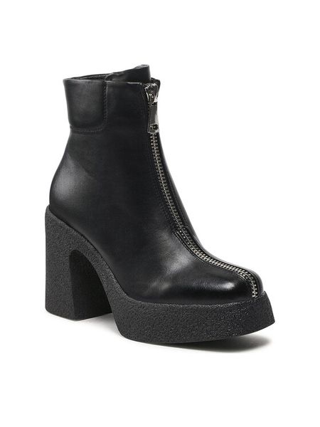 Jenny Fairy Botki HZ96063-5 Czarny. Czarne botki damskie Jenny Fairy, ze skóry, bez obcasa, na słupku, bez zapięcia. Za 229.99 zł.