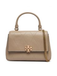 Tory Burch Torebka Charlie Quilted Mini Top Handle Chain Wallet 186032 Beżowy. Brązowe kuferki damskie Tory Burch, bez wzorów, ze skóry, bez dodatków. Za 2,024.00 zł.