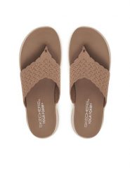 Skechers Japonki Ultra Flex 3.0 119971/MOC Beżowy. Brązowe klapki damskie Skechers, bez wzorów, z materiału, bez obcasa, bez zapięcia. Za 229.99 zł.