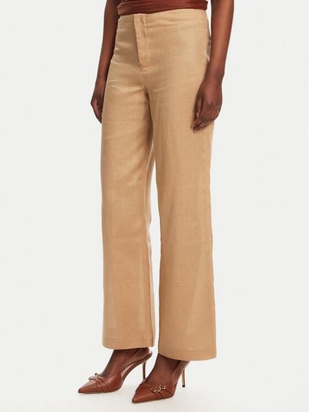 Bardot Spodnie materiałowe Balia Hipster 59854PB Beżowy Regular Fit. Brązowe spodnie materiałowe damskie Bardot, bez wzorów, ze lnu. Za 259.99 zł.