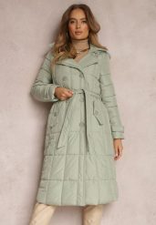 Jasnozielona Kurtka Pikowana z Paskiem Yeclu. Zielone kurtki damskie Renee, na zimę, l, bez wzorów, z materiału, bez kaptura. Za 169.99 zł.