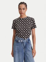 Guess T-Shirt V5YI04 I3Z14 Czarny Regular Fit. Czarne t-shirty damskie Guess, xl, z aplikacjami, z bawełny, bez kołnierzyka. Za 139.99 zł.
