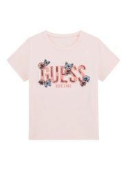 Guess T-Shirt J6RI34 K6YW4 Różowy Regular Fit. Czerwone koszulki i t-shirty dziewczęce Guess, z aplikacjami, z bawełny, bez kołnierzyka, bez ramiączek. Za 129.99 zł.