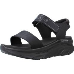 Sandały SKECHERS DLUX WALKER NEW BLOCK Czarny. Czarne sandały damskie Skechers, bez wzorów, z tkaniny, bez obcasa, bez zapięcia. Za 248.90 zł.