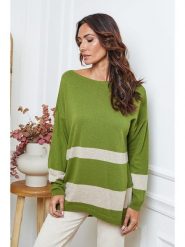 So Cachemire Sweter "Ellev" w kolorze zielono-beżowym rozmiar: XL. Zielone swetry klasyczne damskie So Cachemire, xl, z kaszmiru, bez kołnierzyka. Za 217.95 zł.