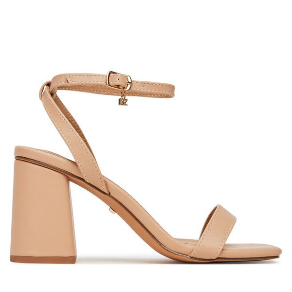 Sandały DeeZee. Brązowe sandały damskie DeeZee, bez wzorów, bez obcasa, na słupku, bez zapięcia. Za 129.99 zł.