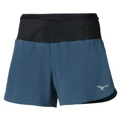 Szorty damskie Mizuno Active. Niebieskie spodenki sportowe damskie Mizuno, xl, bez wzorów, z materiału, do biegania. Za 241.40 zł.