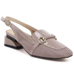 Skórzane sandały damskie lakierowane beżowe Artiker 56C1996. Brązowe sandały damskie Artiker, bez wzorów, z lakierowanej skóry, bez obcasa, bez zapięcia. Za 269.99 zł.