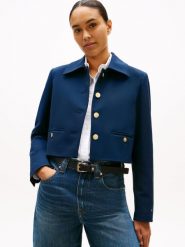 Tommy Hilfiger Krótka marynarka Kobiety Sztuczne włókno niebieski, 42. Niebieskie marynarki i żakiety damskie Tommy Hilfiger, z aplikacjami, z dżerseju, eleganckie. Za 479.95 zł.