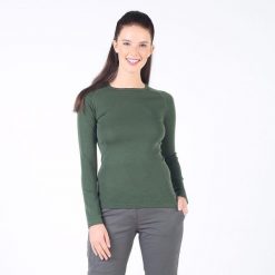 Alize - damska koszulka termoaktywna 100% merino (195 g/m²). Zielone koszulki damskie WOOLONA, l, bez wzorów, z wełny, bez kołnierzyka, bez ramiączek. W wyprzedaży za 297.00 zł.