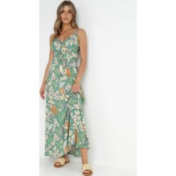 Zielona Sukienka Nerin. Zielone sukienki damskie Born2be, bez wzorów, z tkaniny, boho, bez ramiączek. Za 139.99 zł.