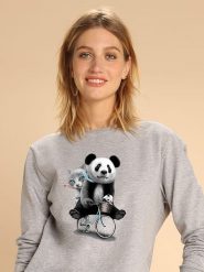 WOOOP Bluza "Panda Bicycle" w kolorze szarym rozmiar: XXL. Szare bluzy damskie Wooop, xxl, bez wzorów, bez kaptura. Za 100.99 zł.