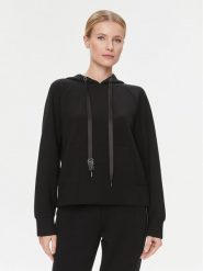 Guess Bluza W4RQ04 KBYE2 Czarny Regular Fit. Czarne bluzy damskie Guess, s, z aplikacjami, z syntetyku, bez kaptura. Za 379.99 zł.