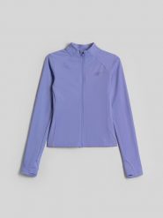 4F Bluza do jogi slim szybkoschnąca damska - niebieska XL. Niebieskie bluzy damskie 4F, l, bez wzorów, z włókna, bez kaptura. Za 199.99 zł.