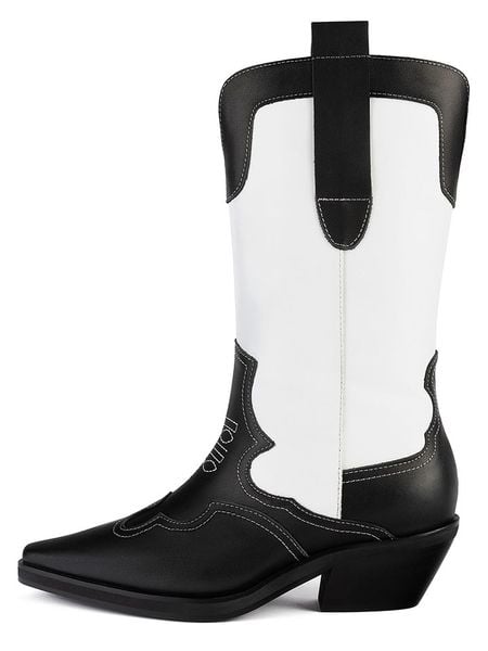 Loft37 Skórzane kowbojki w kolorze czarno-białym rozmiar: 40. Białe kozaki damskie loft37, na zimę, bez obcasa, bez zapięcia. Za 814.55 zł.