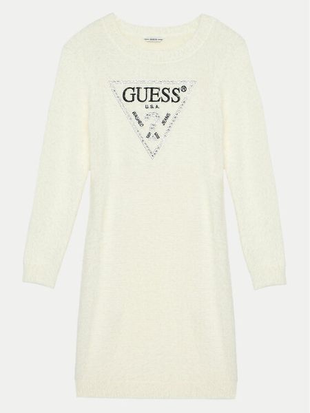 Guess Sukienka dzianinowa J4BK11 Z3K20 Écru Regular Fit. Sukienki dziewczęce Guess, z aplikacjami, z dzianiny, bez ramiączek, proste. Za 139.99 zł.
