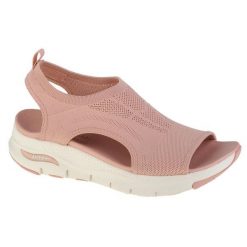 Sandały damskie, Skechers Arch Fit–City Catch. Brązowe sandały damskie Skechers, bez wzorów, z materiału, bez obcasa, bez zapięcia. Za 396.40 zł.